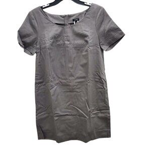 J. Crew Women's Grey Fishbone Cotton‎ Blend Short Sleeve Shift Dress Size 10